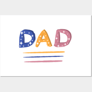 Colorful Dad hand-drawn Lettering Posters and Art